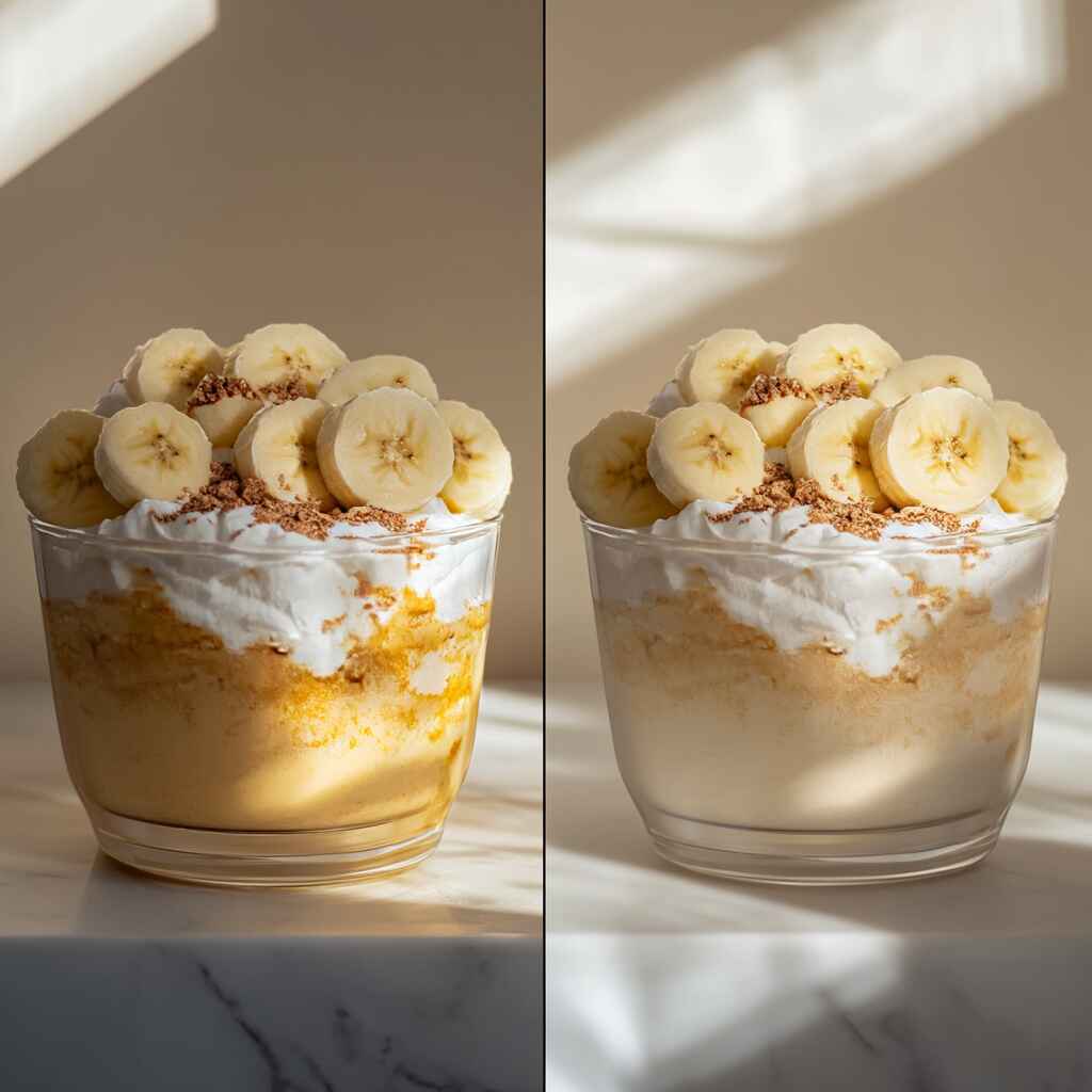 Traditional vs. healthy banana pudding comparison Traditional vs. healthy banana pudding comparison
