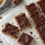 No bake chocolate oat bars on parchment paper