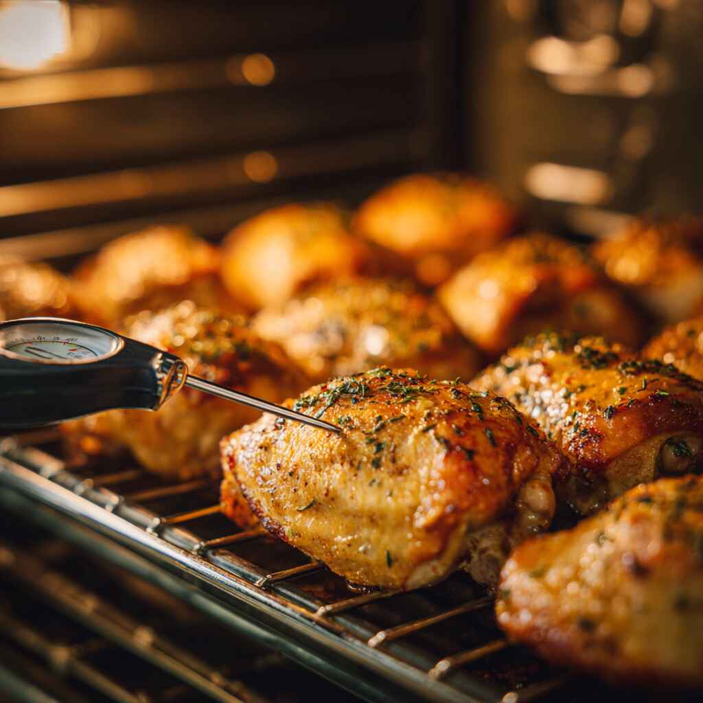 baked-chicken-thighs-temperature.jpg Checking baked boneless skinless thighs temperature