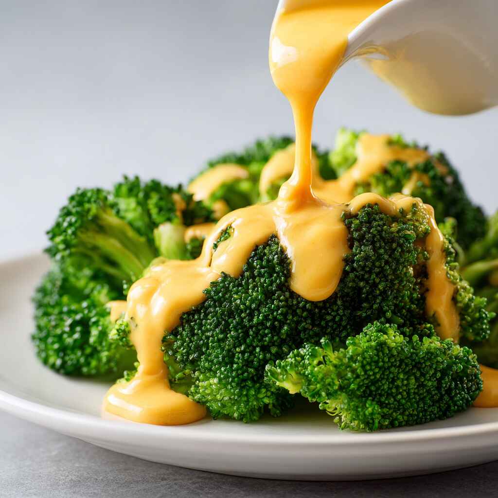 cheddar-sauce-over-broccoli.jpg Cheddar cheese sauce over broccoli