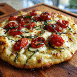 Crispy gluten-free pizza with mozzarella and fresh basil
