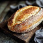 Gluten free sourdough bread on rustic board