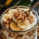Healthy banana and pudding in glass jar