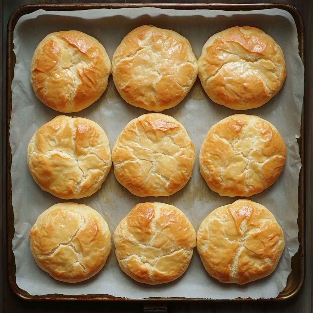 homemade-cloud-bread-recipe.jpg Homemade cloud bread rounds on tray