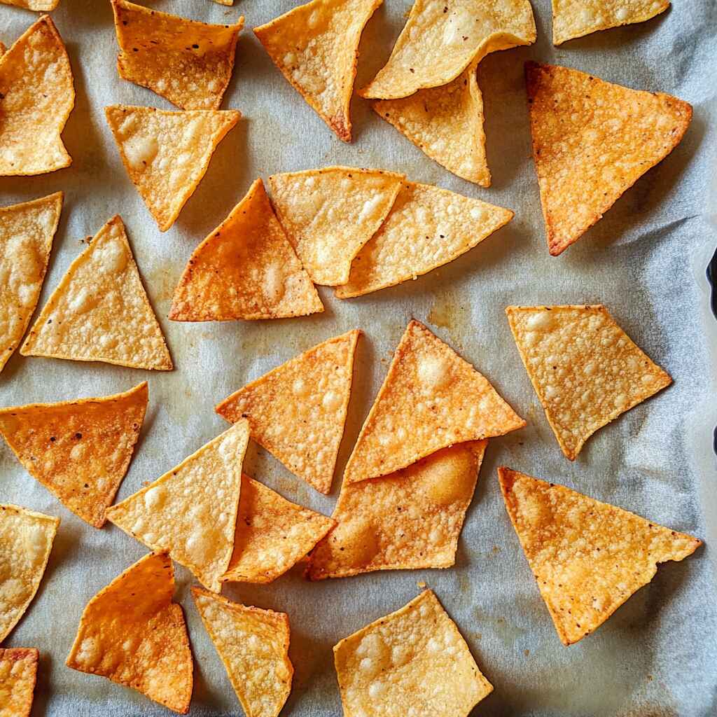 homemade-keto-tortilla-chips.jpg Homemade low-carb tortilla chips baking in oven
