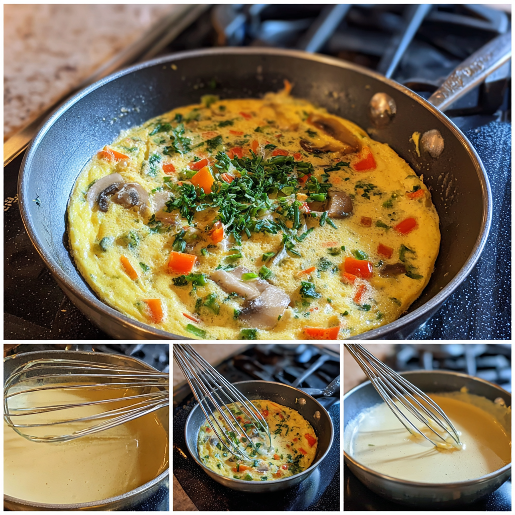 how-to-make-egg-white-frittata.jpg egg whites being poured into a pan with vegetables