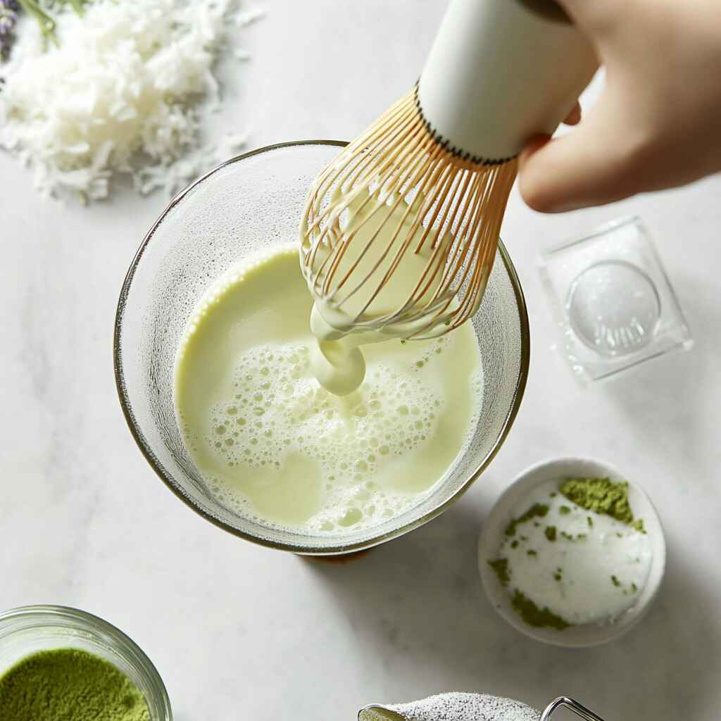 how-to-make-iced-lavender-matcha.jpg homemade iced lavender matcha preparation