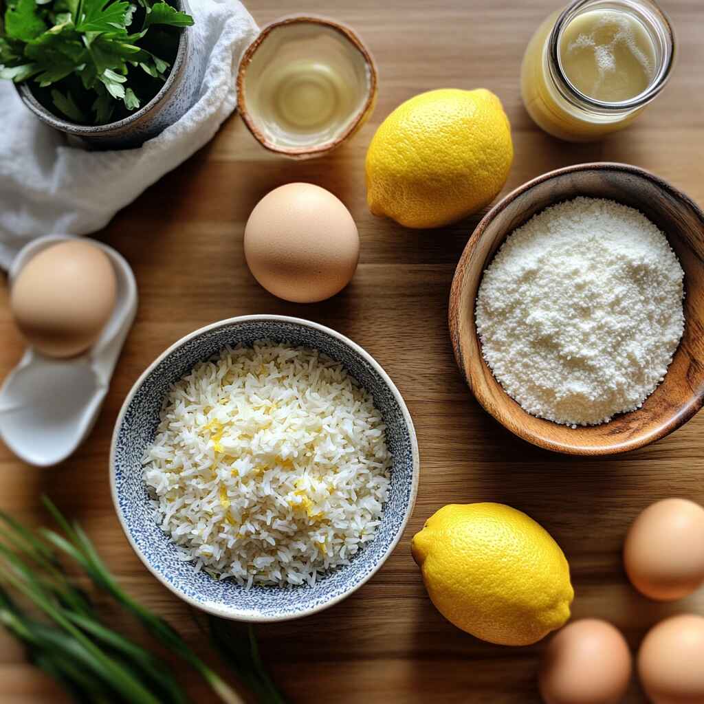 lemon-rice-soup-ingredients-greek-recipe.jpg Ingredients for lemon rice soup Greek recipe