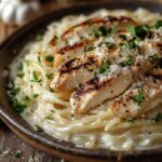 low-carb Italian shirataki noodles with creamy Alfredo