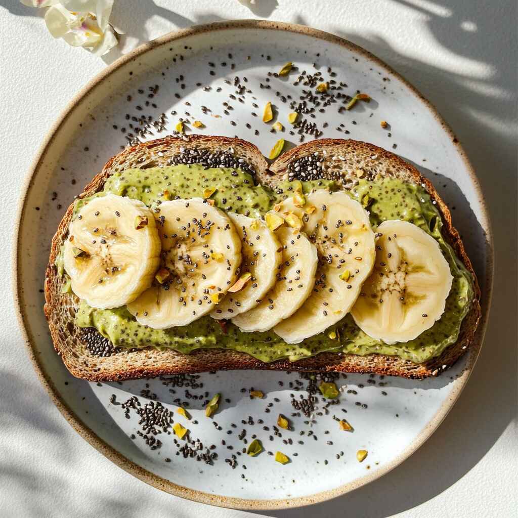 pistachio-butter-toast-recipe.jpg Toast with Bettergoods pistachio butter and banana slices