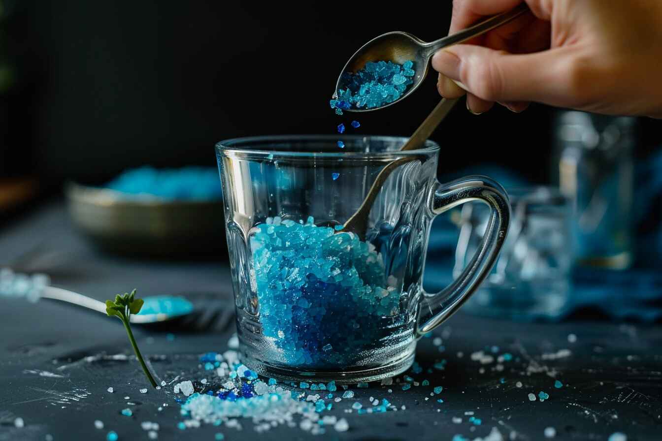 prepare-blue-salt-trick.jpg Preparing the blue salt trick recipe with lemon and warm water