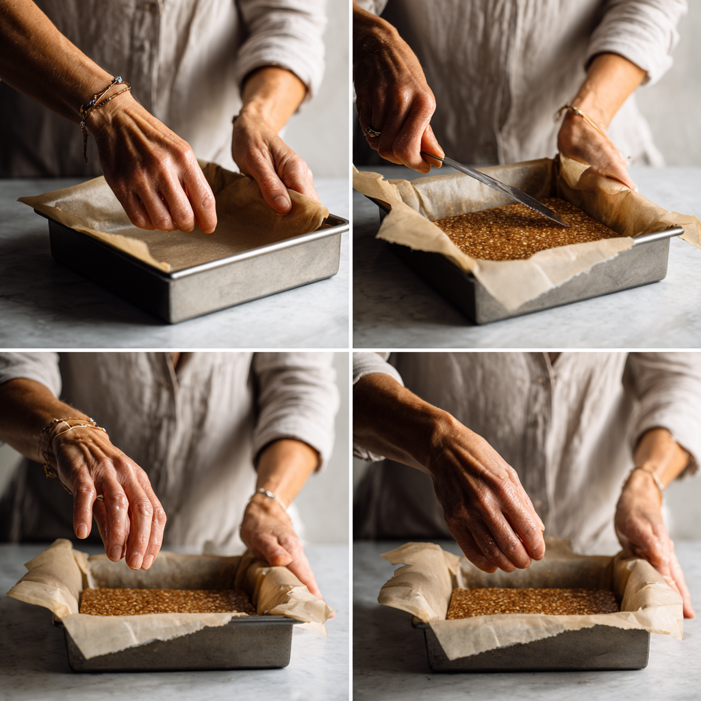 pressing-vegan-protein-bar-dough.jpg Pressing vegan protein bar dough in pan