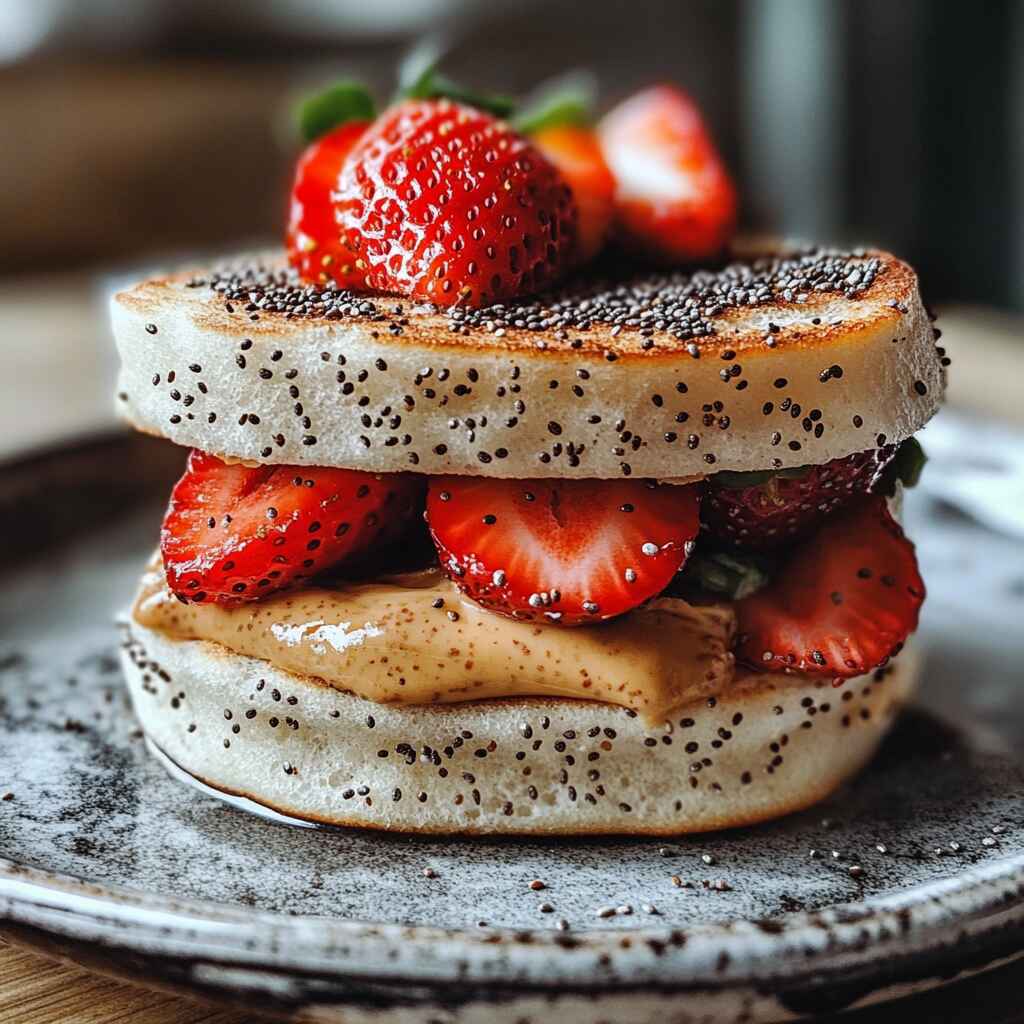 sweet-cloud-bread-breakfast-sandwich.jpg Cloud bread sandwich with almond butter and berries