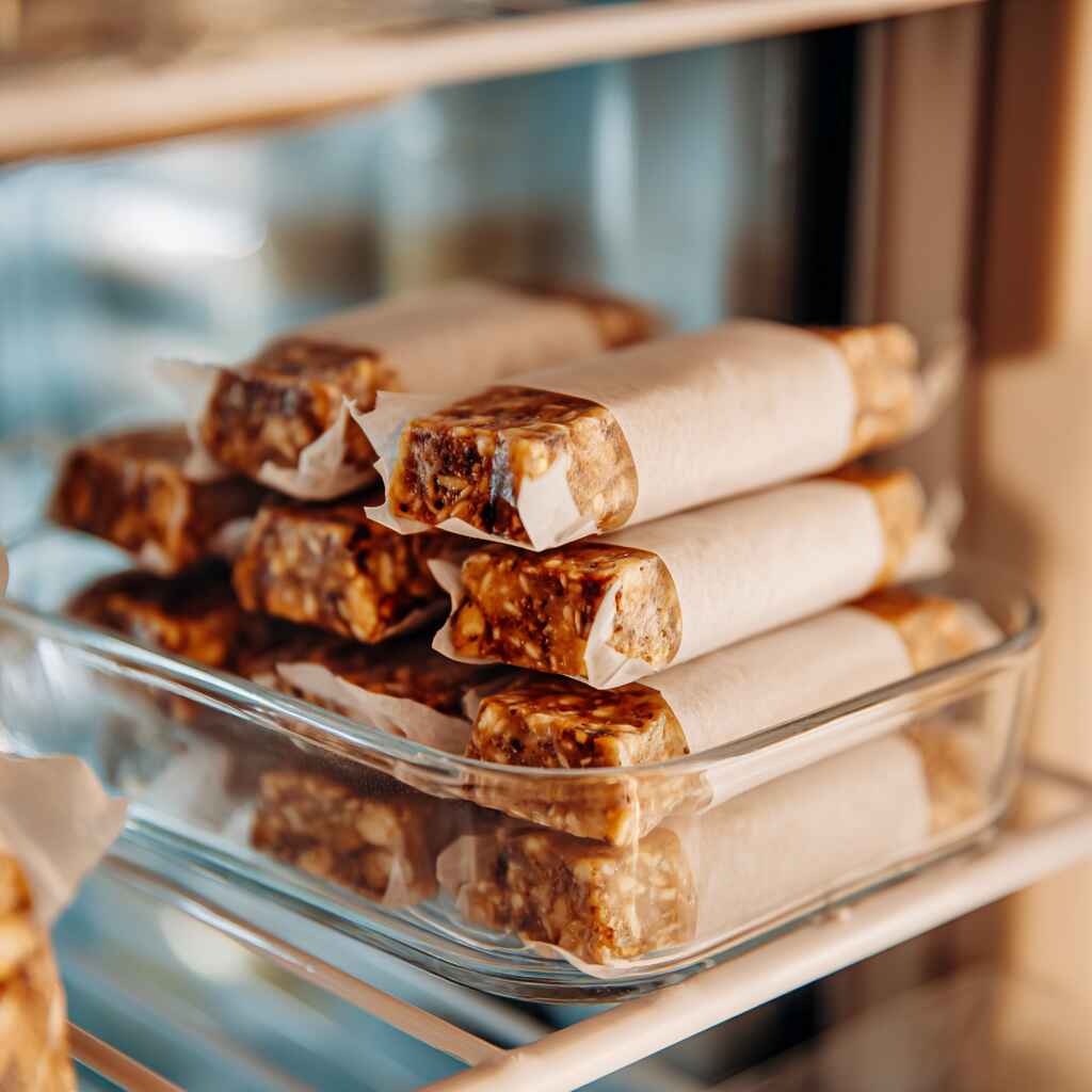 u7283533126_Close-up_of_individually_wrapped_vegan_protein_ba_eefaf52a-929f-43ed-848d-51f8d4aa2056_2 Vegan protein bars recipe storage in fridge