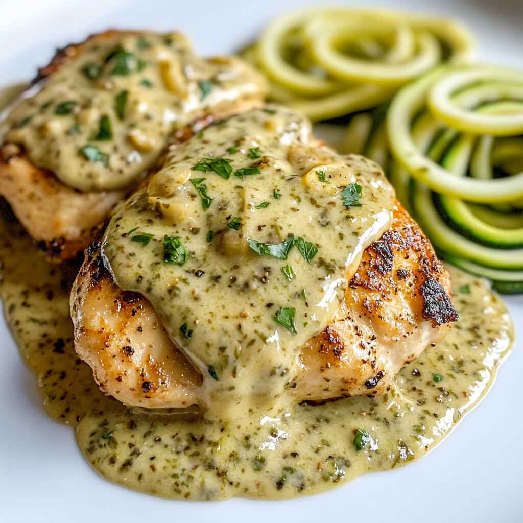 u7283533126_Keto_chicken_covered_in_Alfredo_pesto_sauce_on_a__586a78ae-0297-46e6-b608-18856382361a_1 chicken Alfredo pesto low-carb recipe