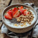 smoothie bowl made with yogurt beaten