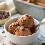 healthy brownie batter ice cream in a bowl