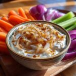 Healthy French onion dip with fresh veggies